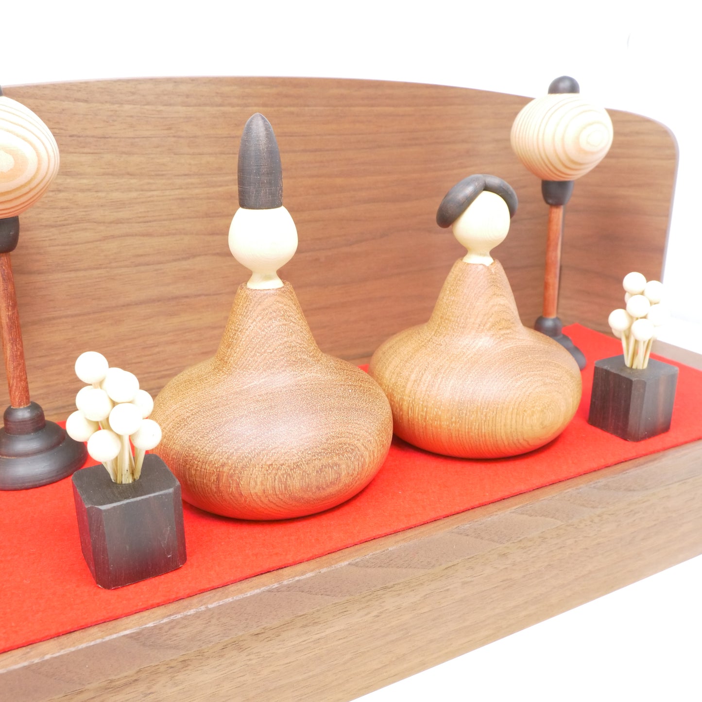 【ろくろ細工の三浦木地 ：雛人形】ひな一段セット 特大 カリン（限定品）