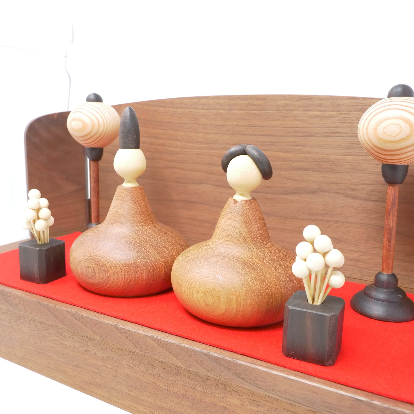 【ろくろ細工の三浦木地 ：雛人形】ひな一段セット 特大 カリン（限定品）