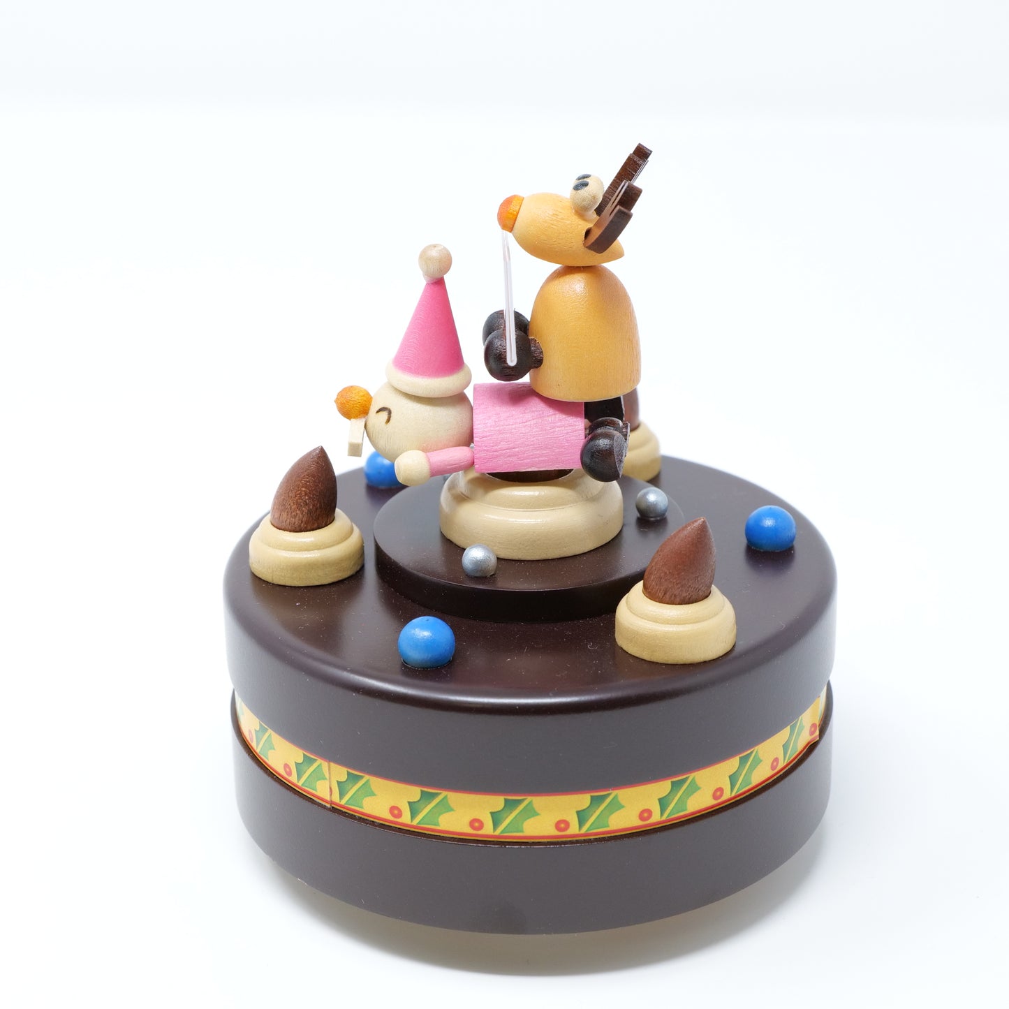 回転式オルゴール　クリスマス・ノエル（色:チョコレート 曲:赤鼻のトナカイ）